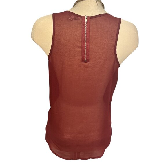 PLACE DU JOUR Tank Top Size Large Leather-look Front Sheer Back Stretchy - Picture 6 of 11